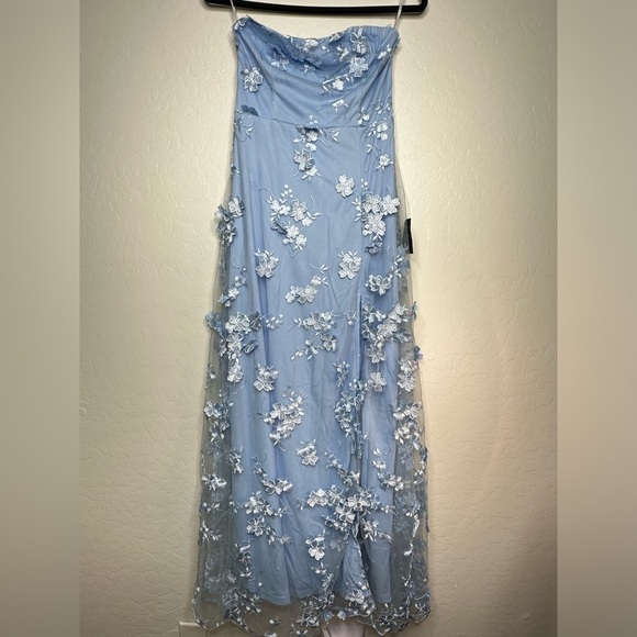 Lulus Rare Presence Powder Blue 3D Floral Embroidered Prom, Bridesmaids Dress - Picture 5 of 9